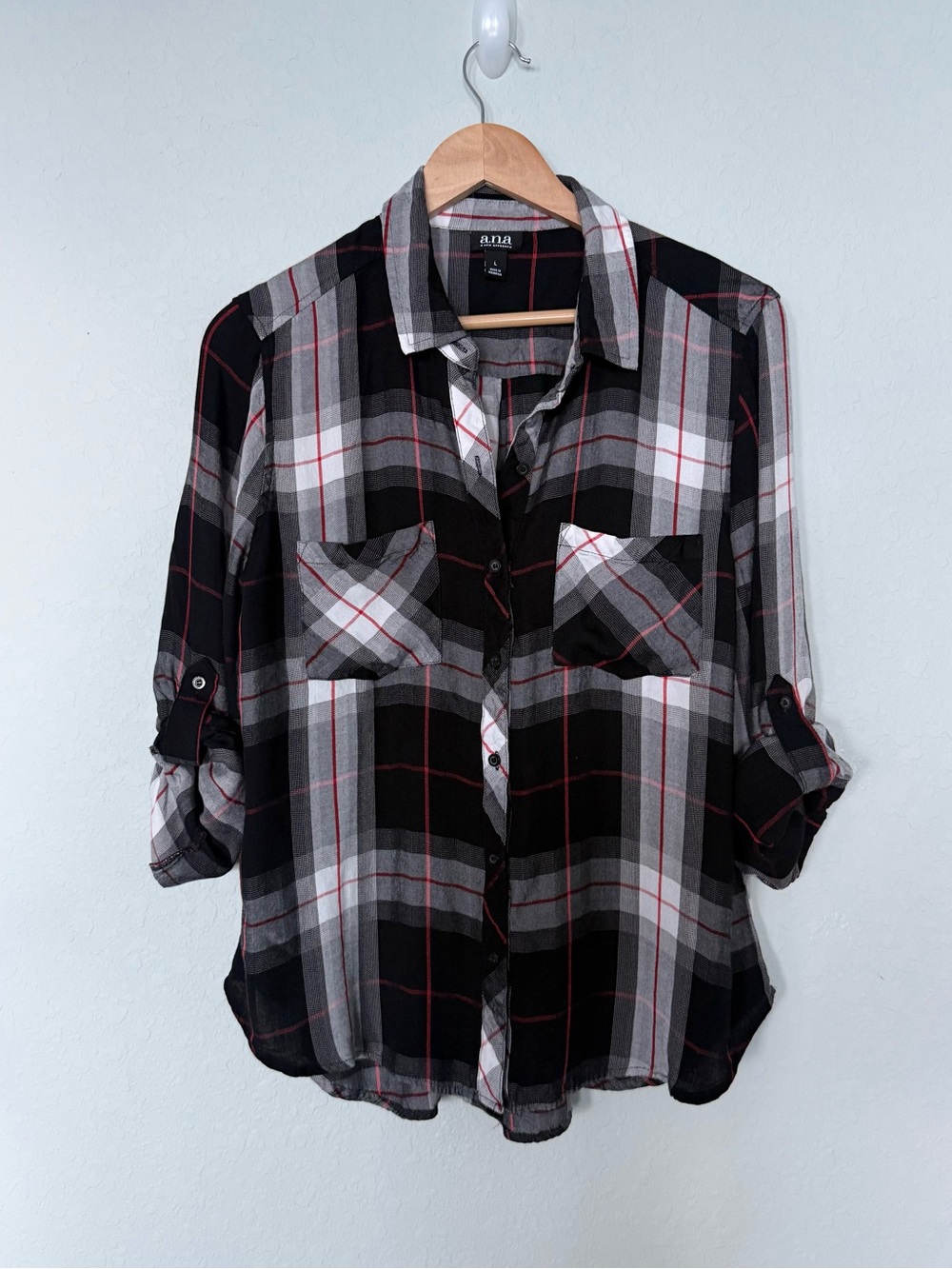 a.n.a Plaid Button-Down Shirt
